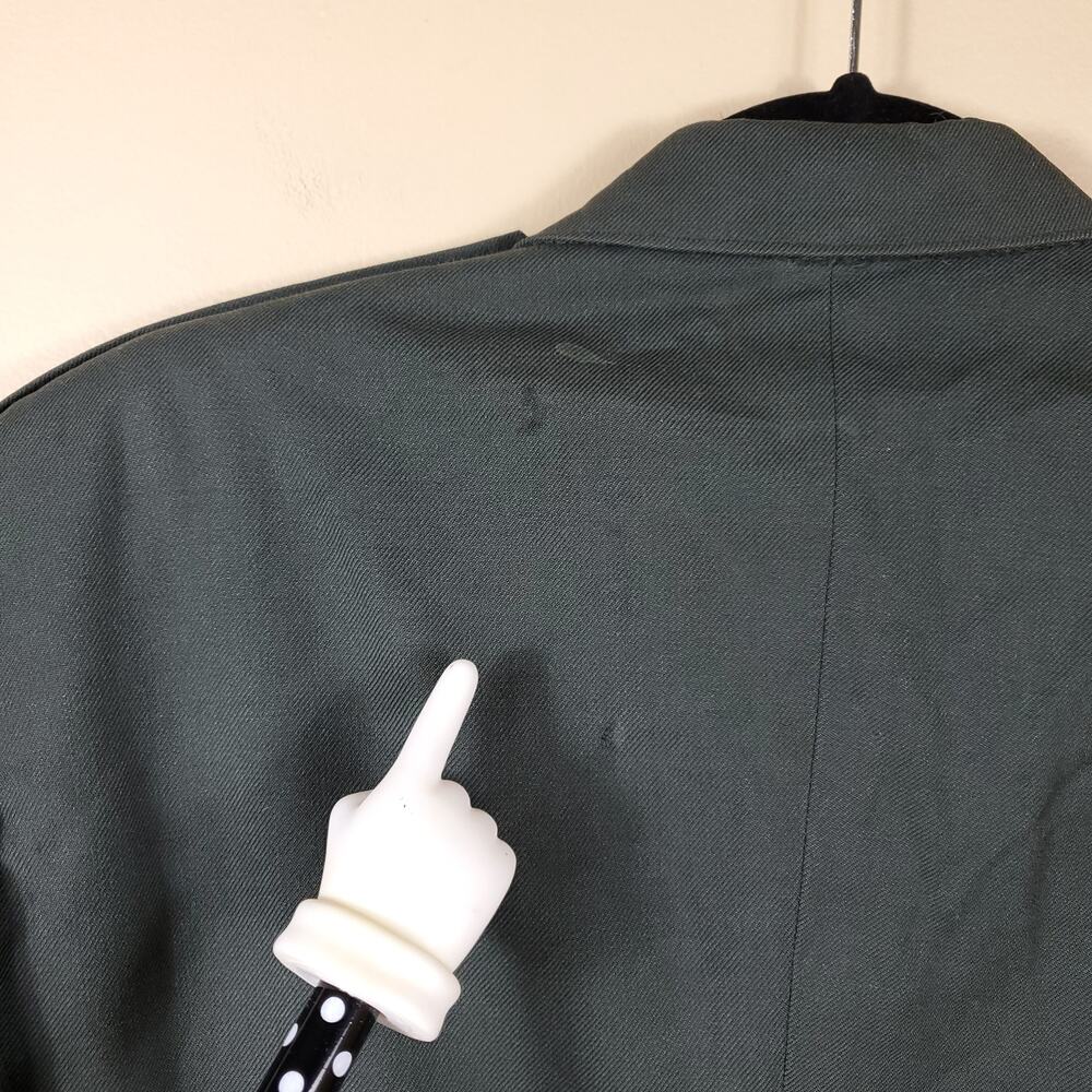 Vintage Army Green Service Coat Blazer Gold Tone Hardware Wool 42R - Picture 9 of 12